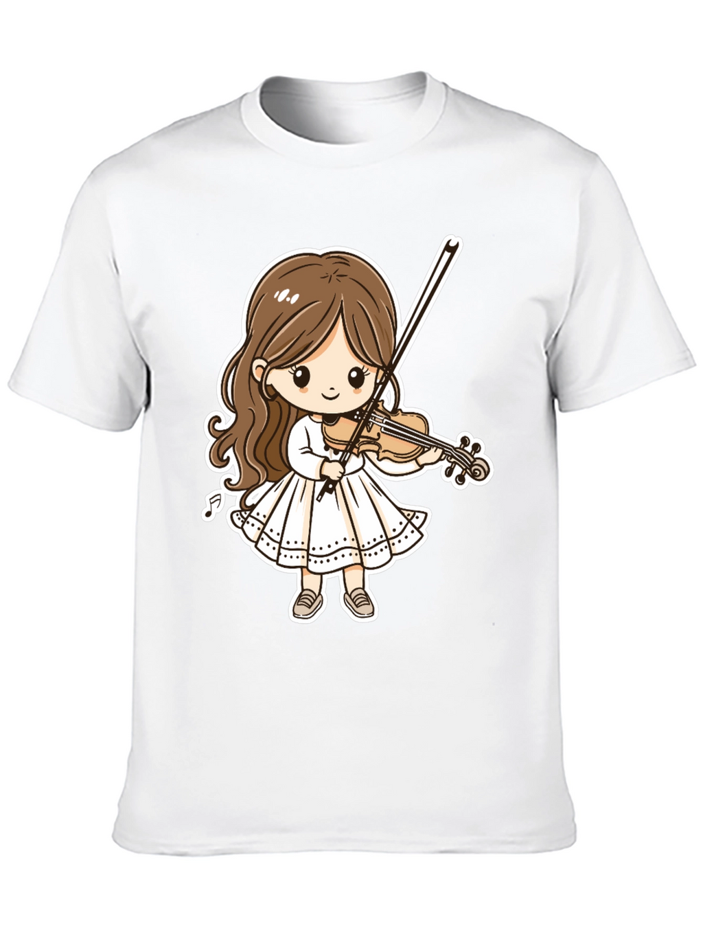 Cartoon Girl Violinist Graphic Tee - Black