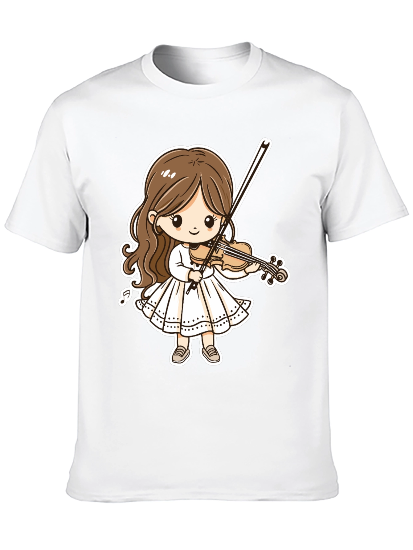 Cartoon Girl Violinist Graphic Tee - Black