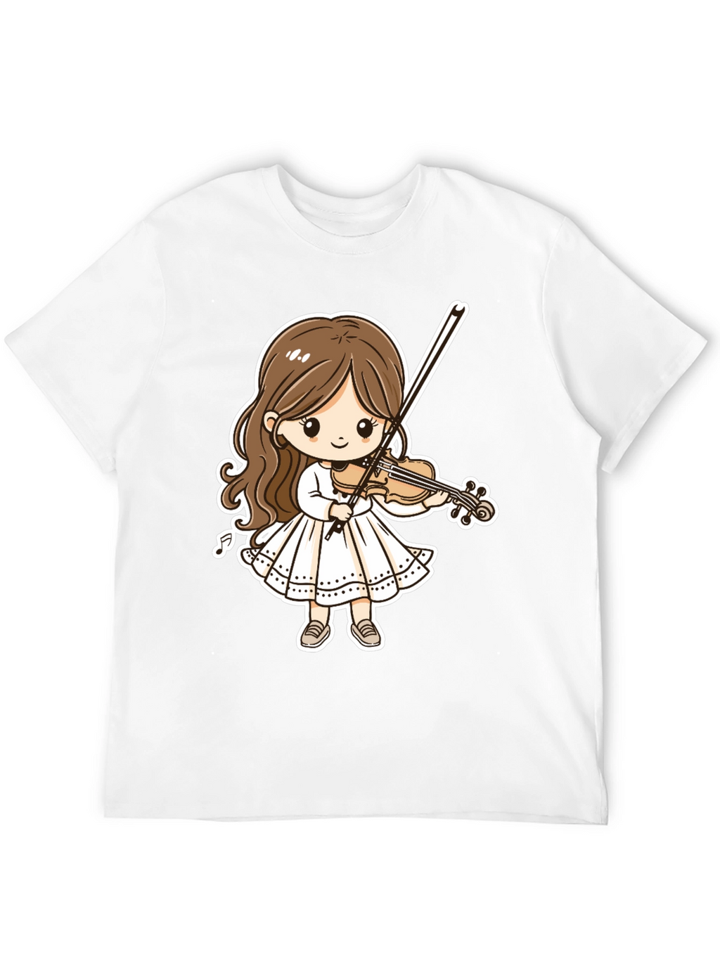 Cartoon Girl Violinist Graphic Tee - Black