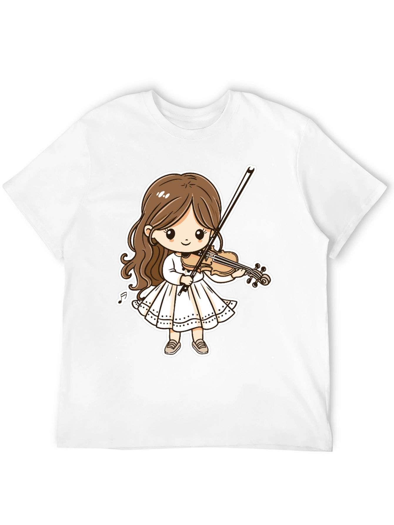 Cartoon Girl Violinist Graphic Tee - Black