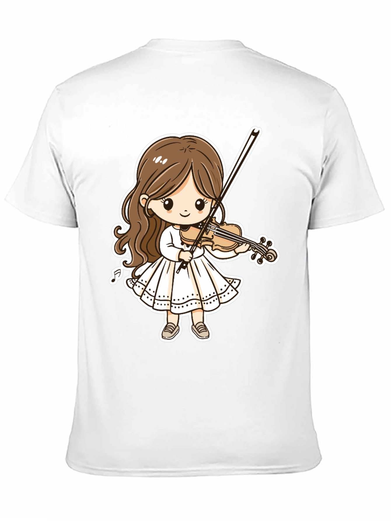 Cartoon Girl Violinist Graphic Tee - Black
