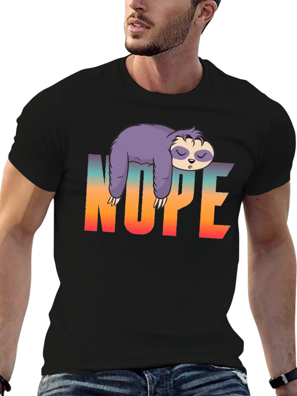 Nope Sloth Graphic T-Shirt - Lazy Day Comfort