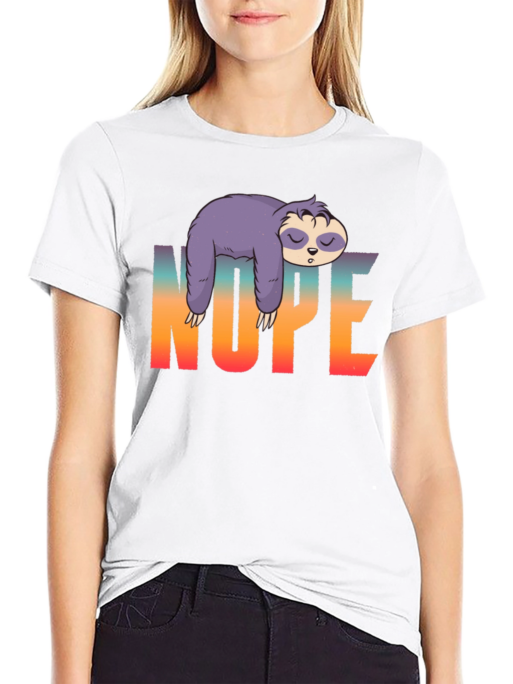 Nope Sloth Graphic T-Shirt - Lazy Day Comfort