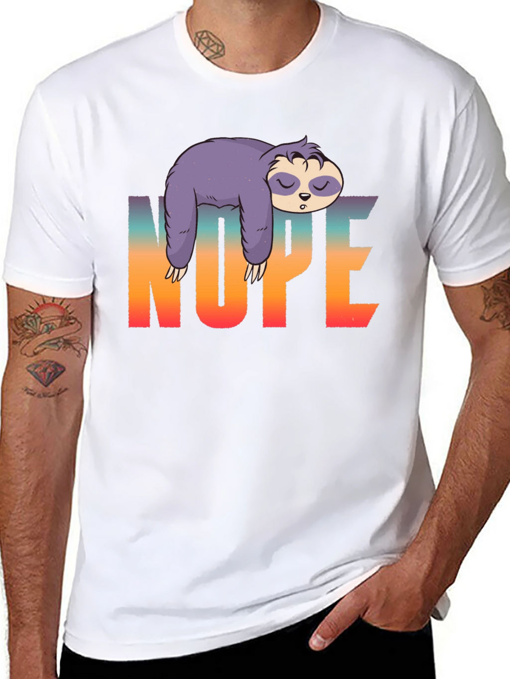 Nope Sloth Graphic T-Shirt - Lazy Day Comfort