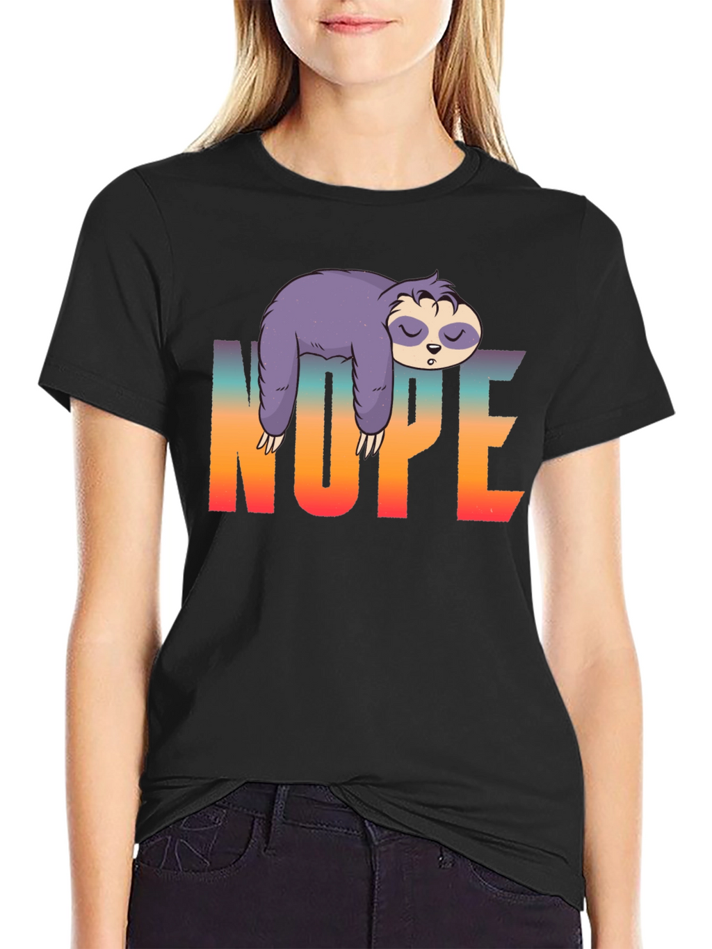 Nope Sloth Graphic T-Shirt - Lazy Day Comfort