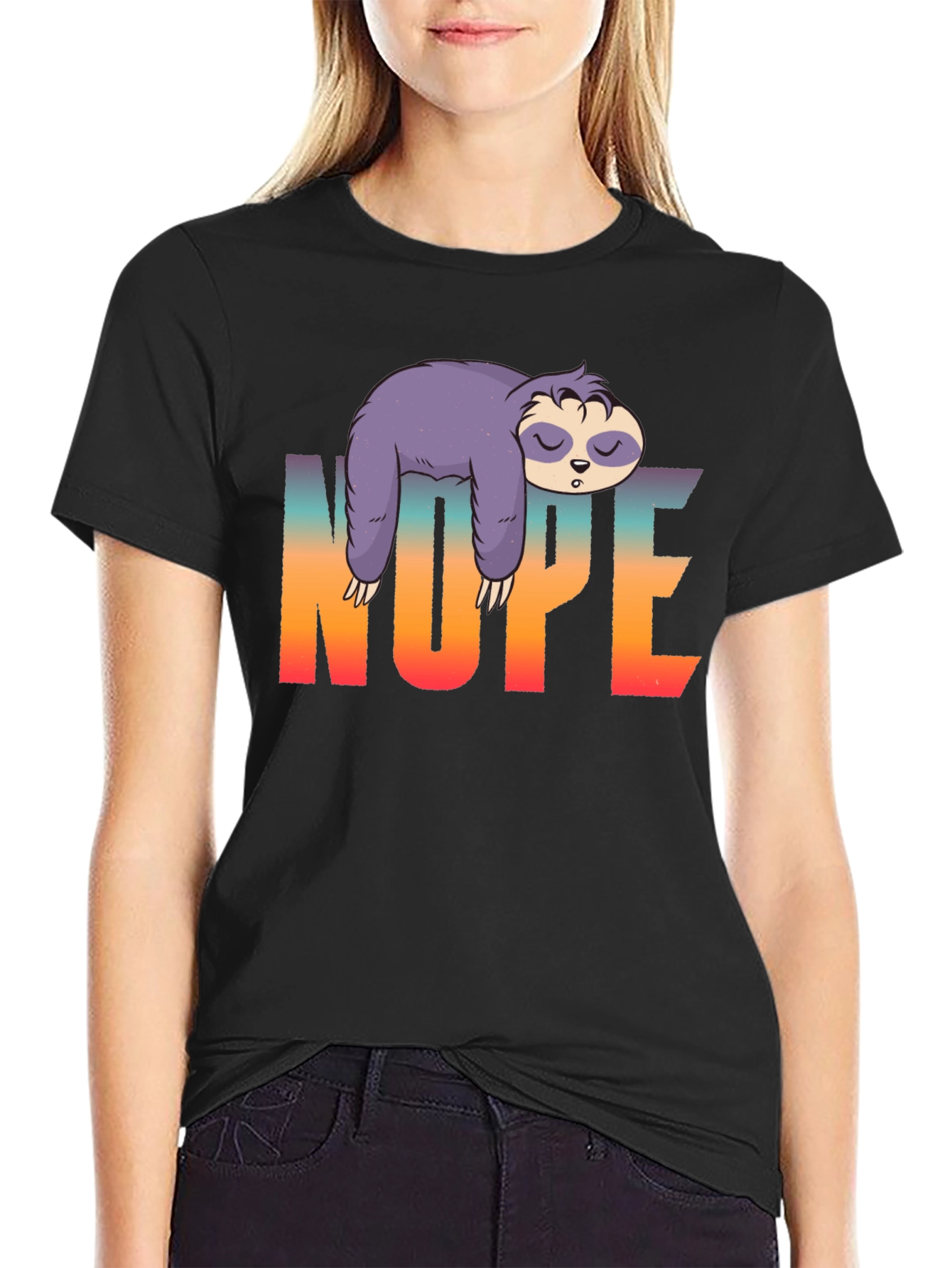 Nope Sloth Graphic T-Shirt - Lazy Day Comfort