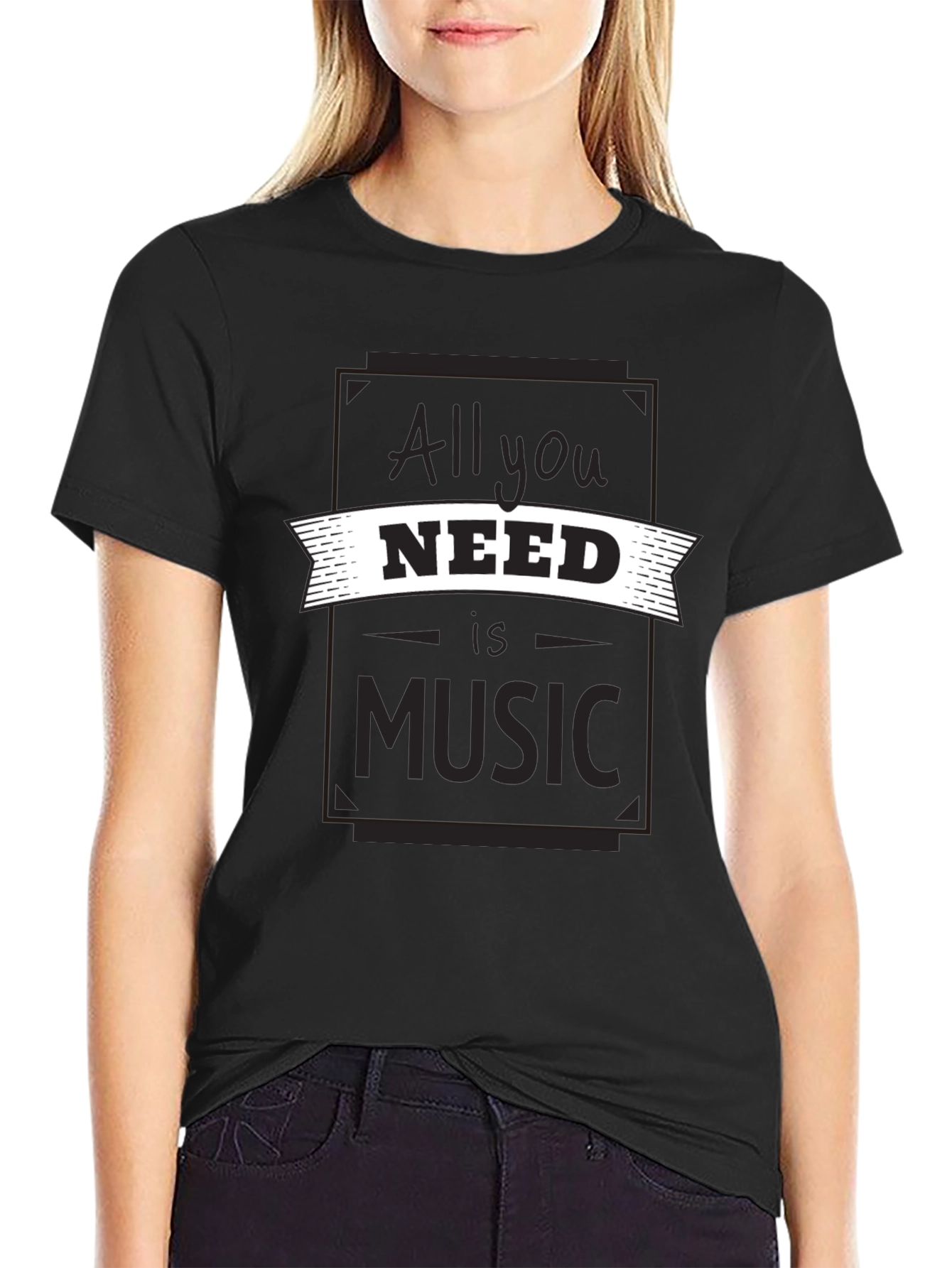 Music Lover Black T-Shirt - All You Need is Music
