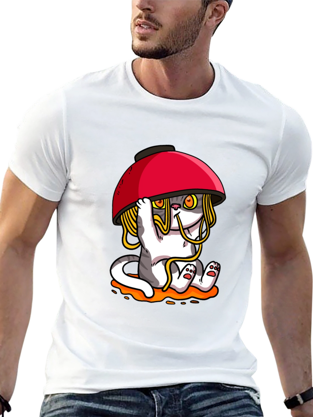 Noodle Cat T-Shirt - Ramen Bowl Funny Graphic Tee