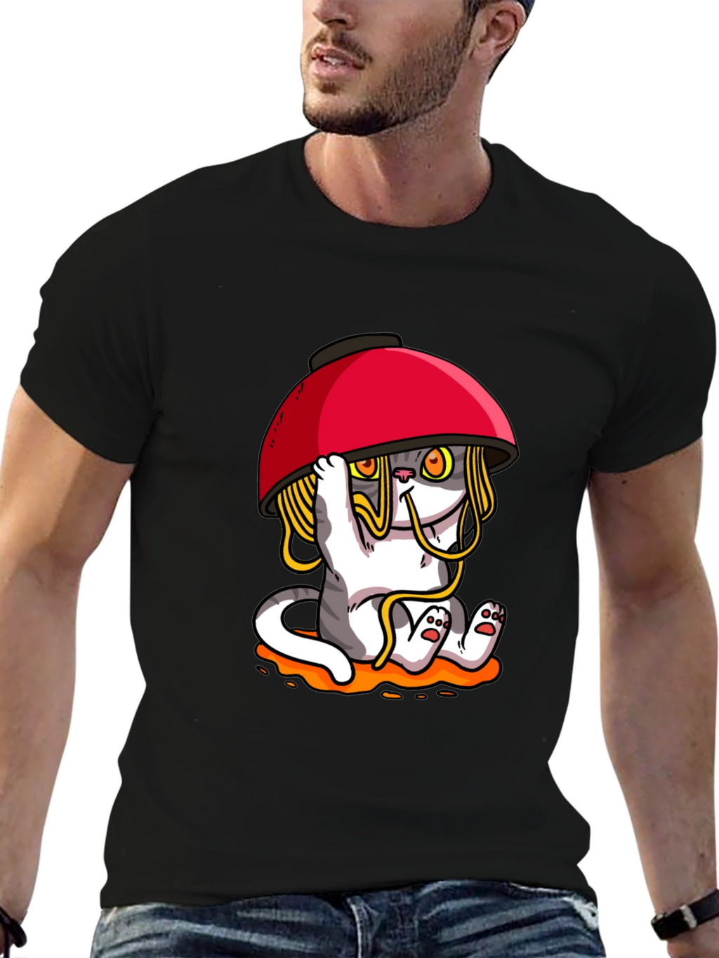 Noodle Cat T-Shirt - Ramen Bowl Funny Graphic Tee