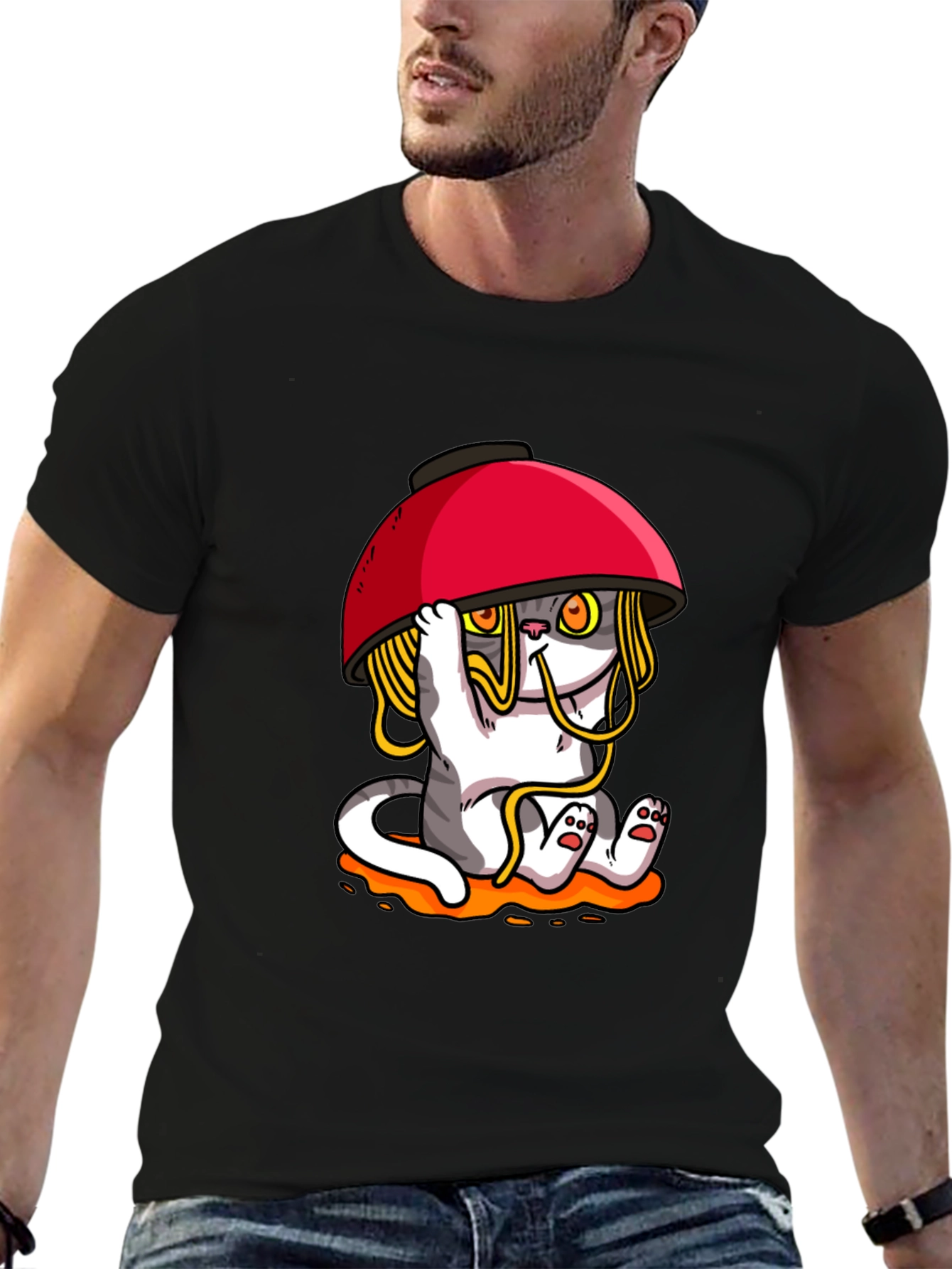Noodle Cat T-Shirt - Ramen Bowl Funny Graphic Tee