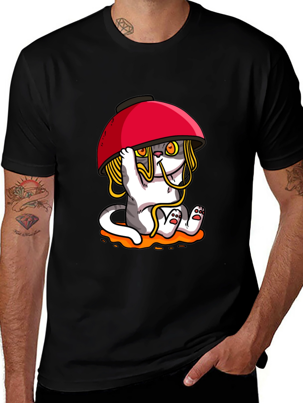 Noodle Cat T-Shirt - Ramen Bowl Funny Graphic Tee