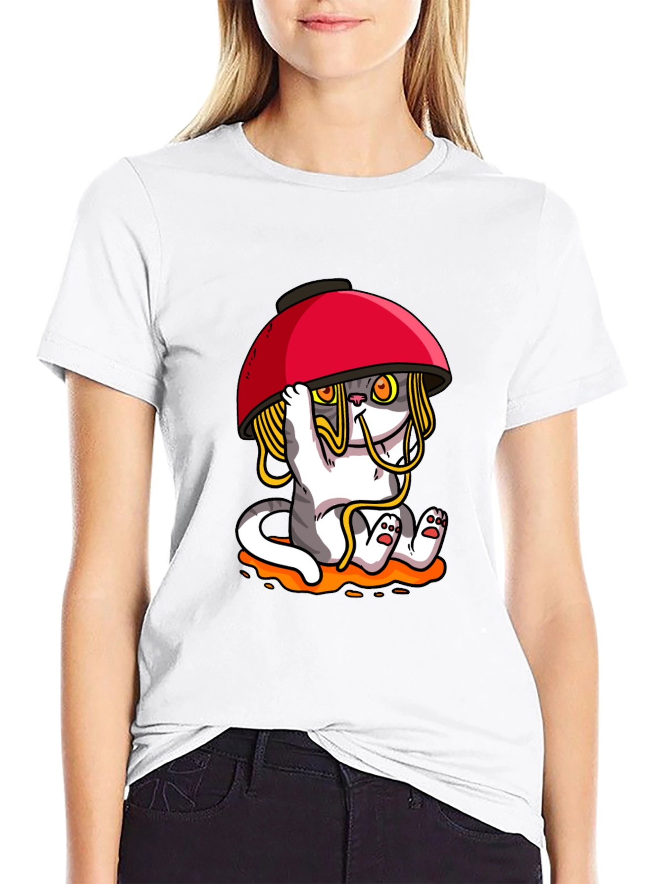 Noodle Cat T-Shirt - Ramen Bowl Funny Graphic Tee