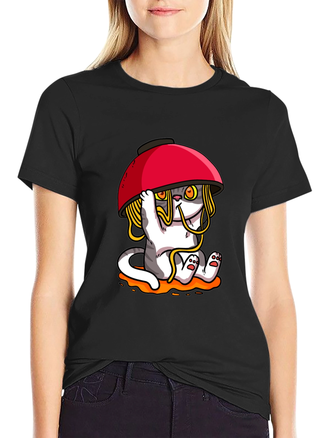 Noodle Cat T-Shirt - Ramen Bowl Funny Graphic Tee