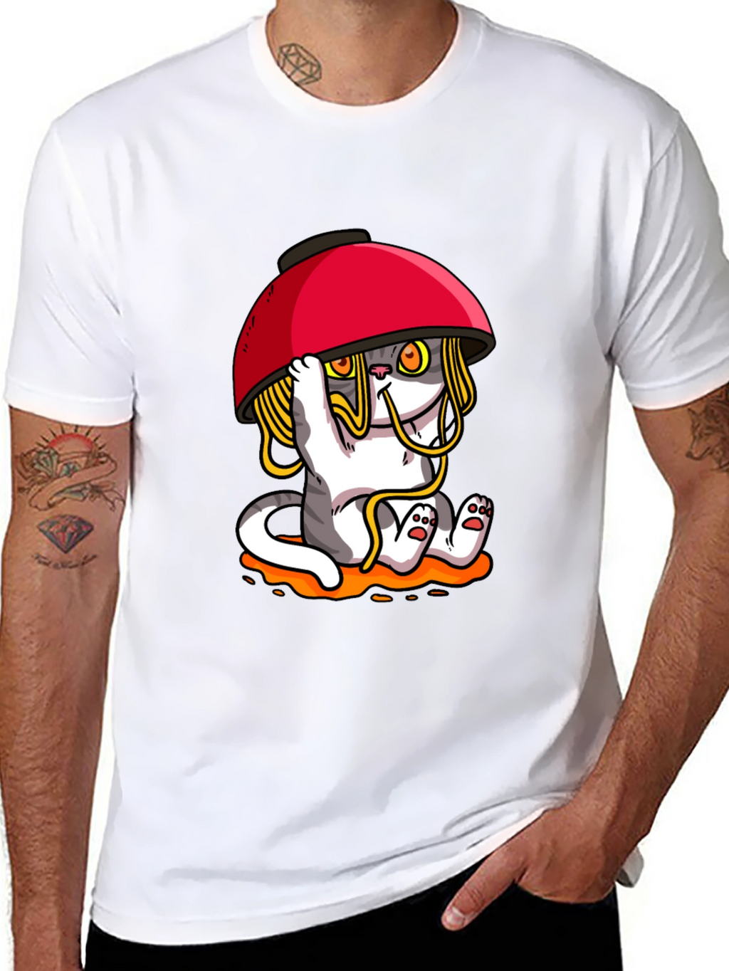 Noodle Cat T-Shirt - Ramen Bowl Funny Graphic Tee