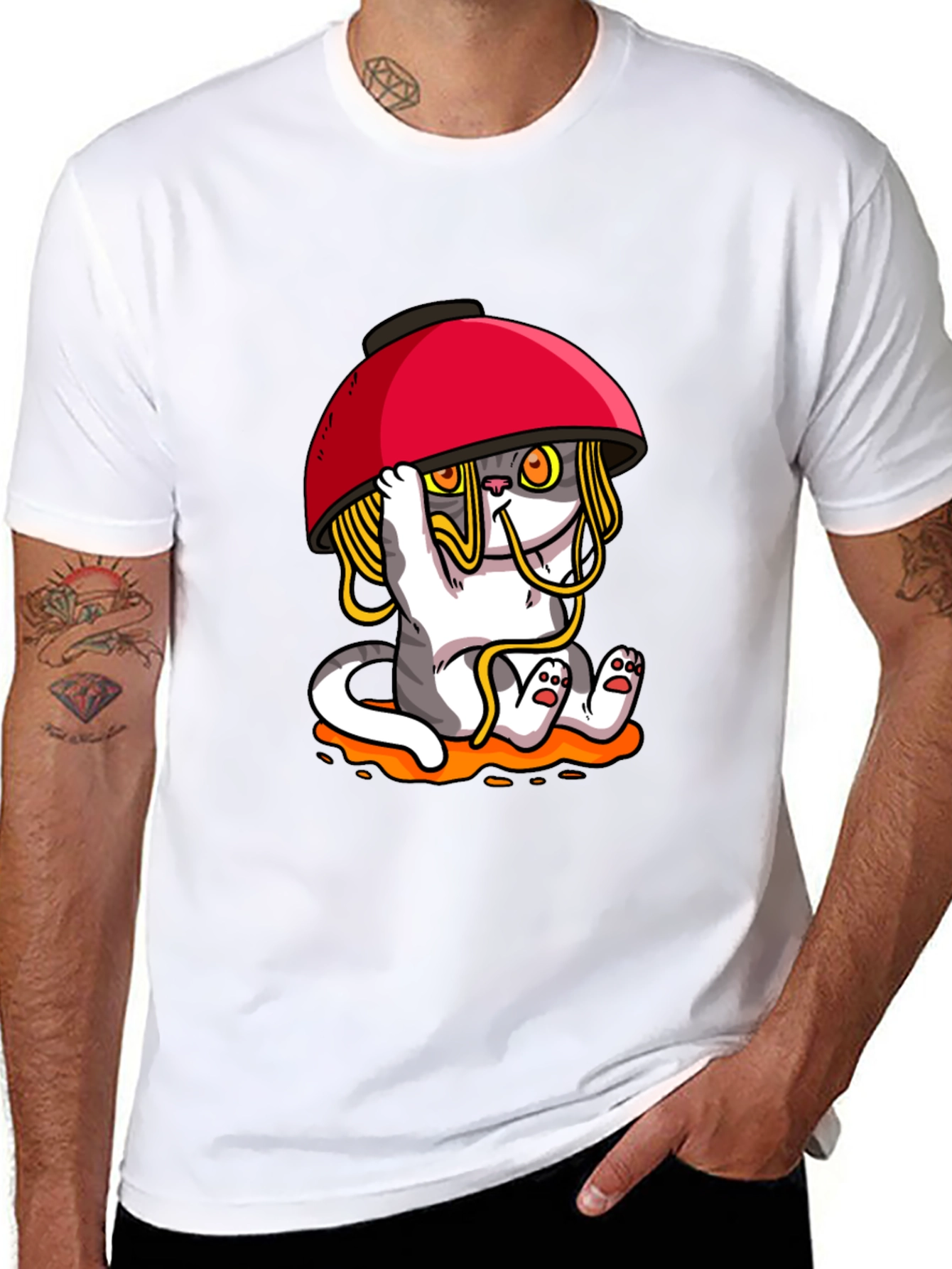 Noodle Cat T-Shirt - Ramen Bowl Funny Graphic Tee