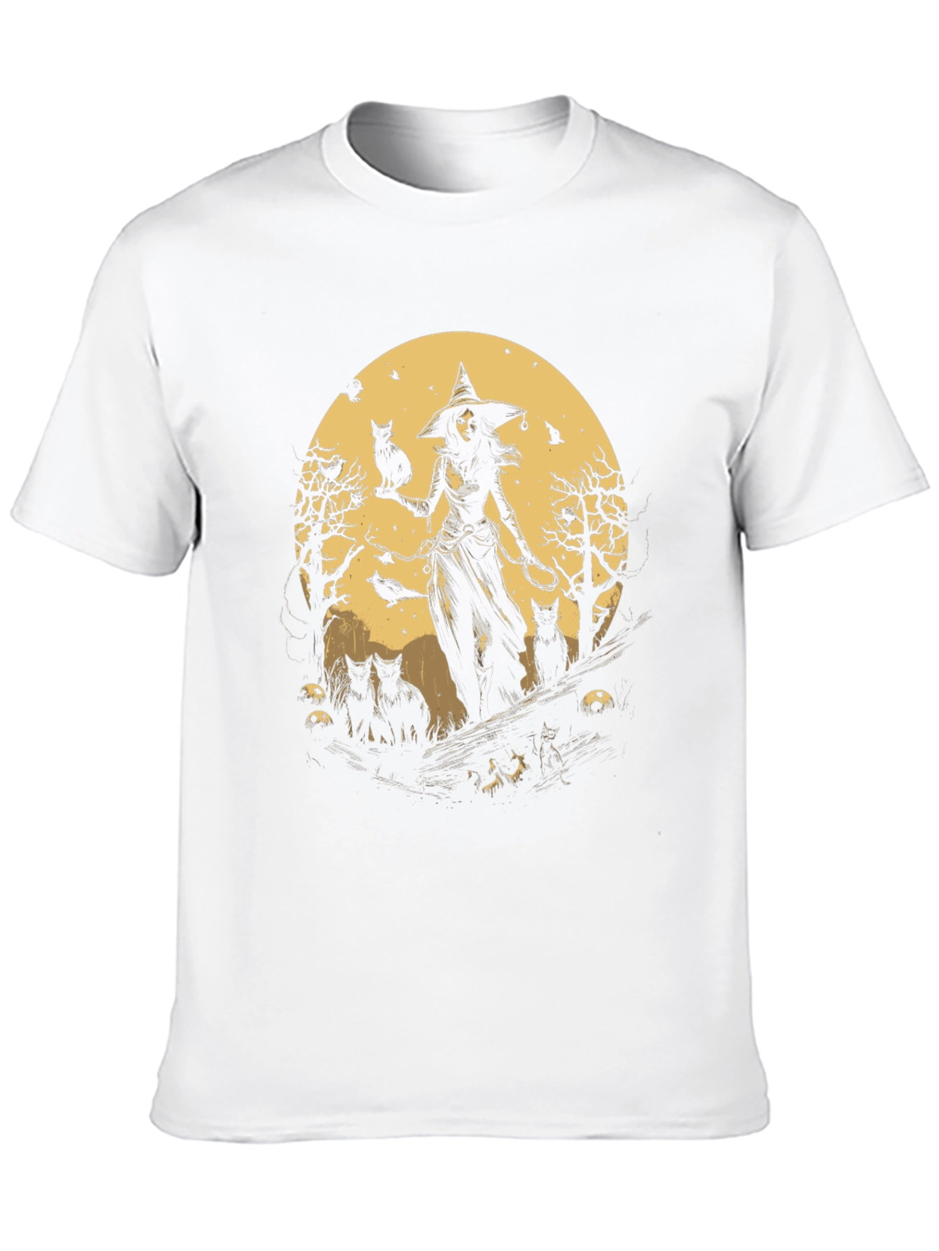 Witch & Cats Graphic Tee - Halloween Style