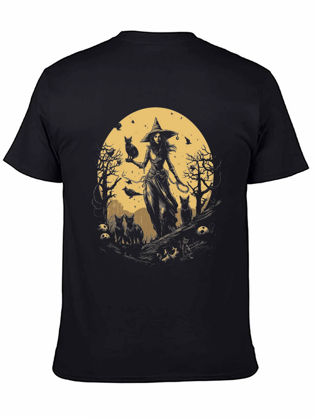 Witch & Cats Graphic Tee - Halloween Style