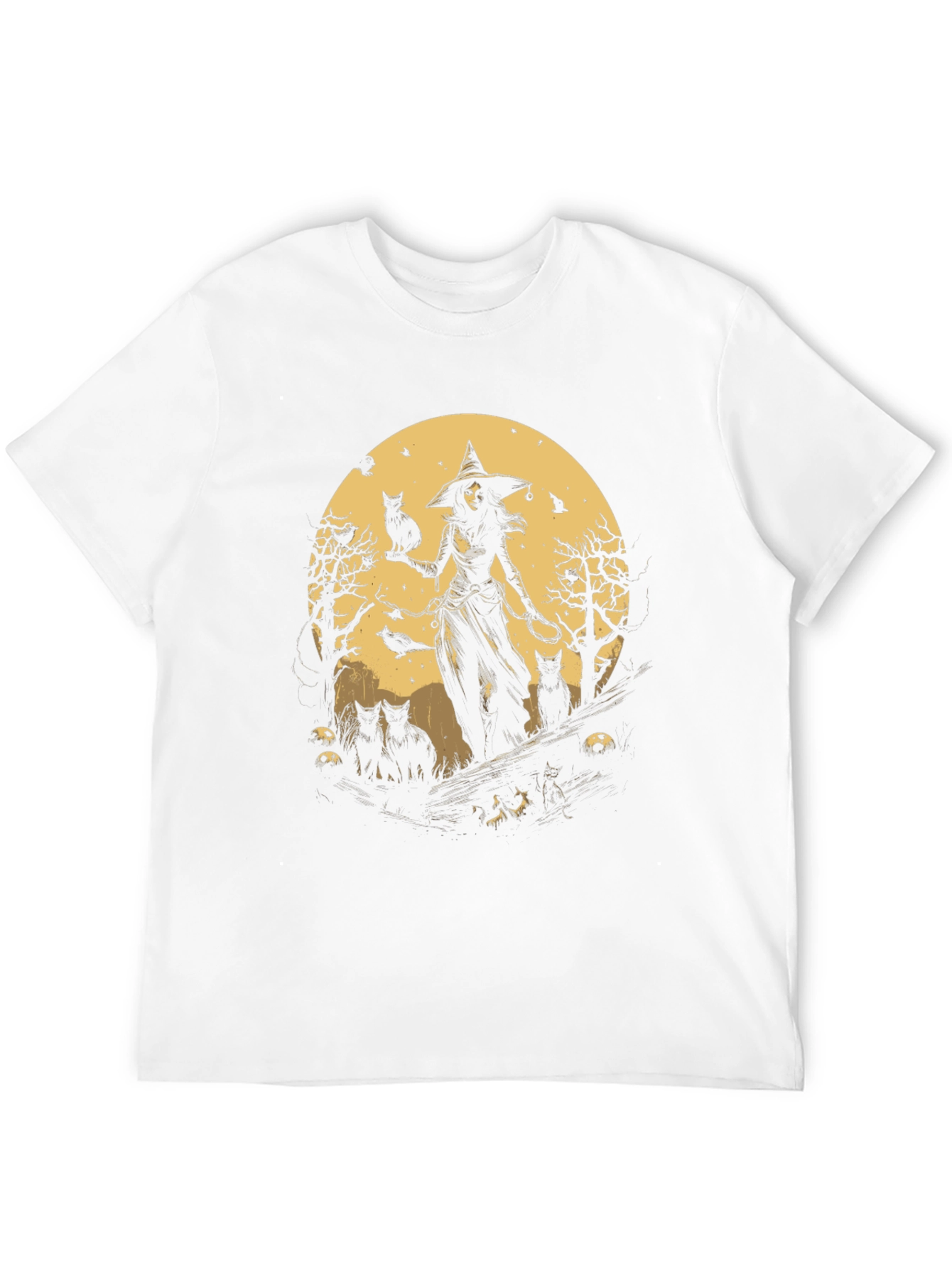 Witch & Cats Graphic Tee - Halloween Style