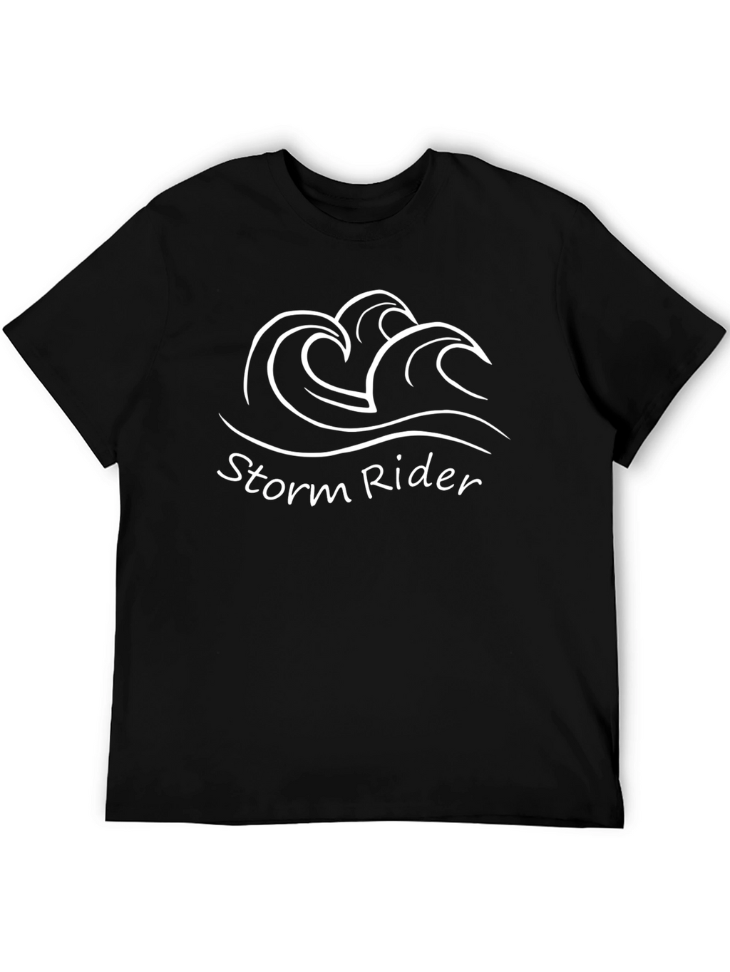 Storm Rider Black T-Shirt with Wave Graphic