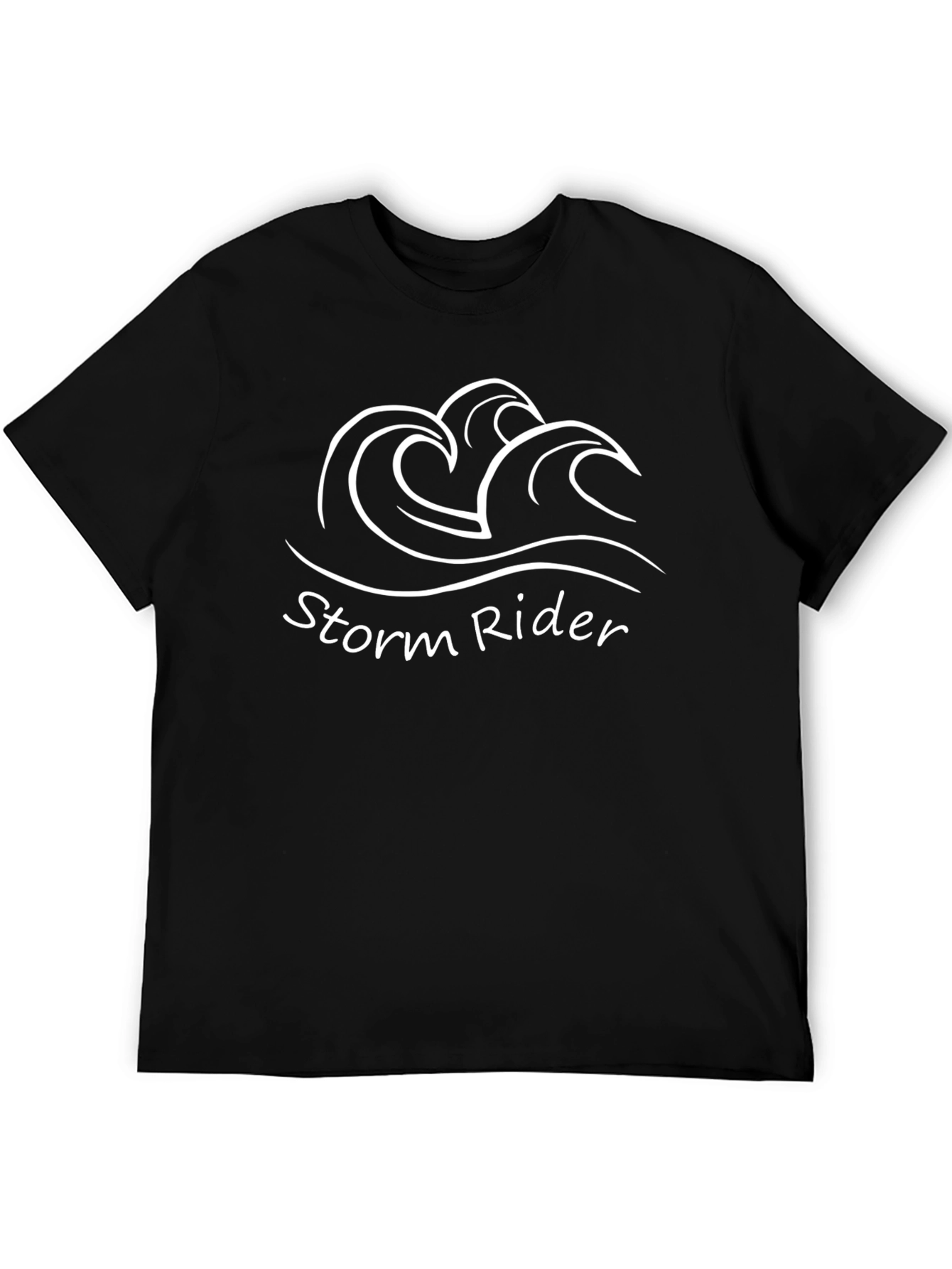 Storm Rider Black T-Shirt with Wave Graphic