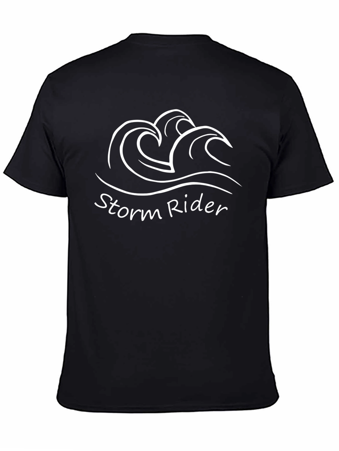 Storm Rider Black T-Shirt with Wave Graphic