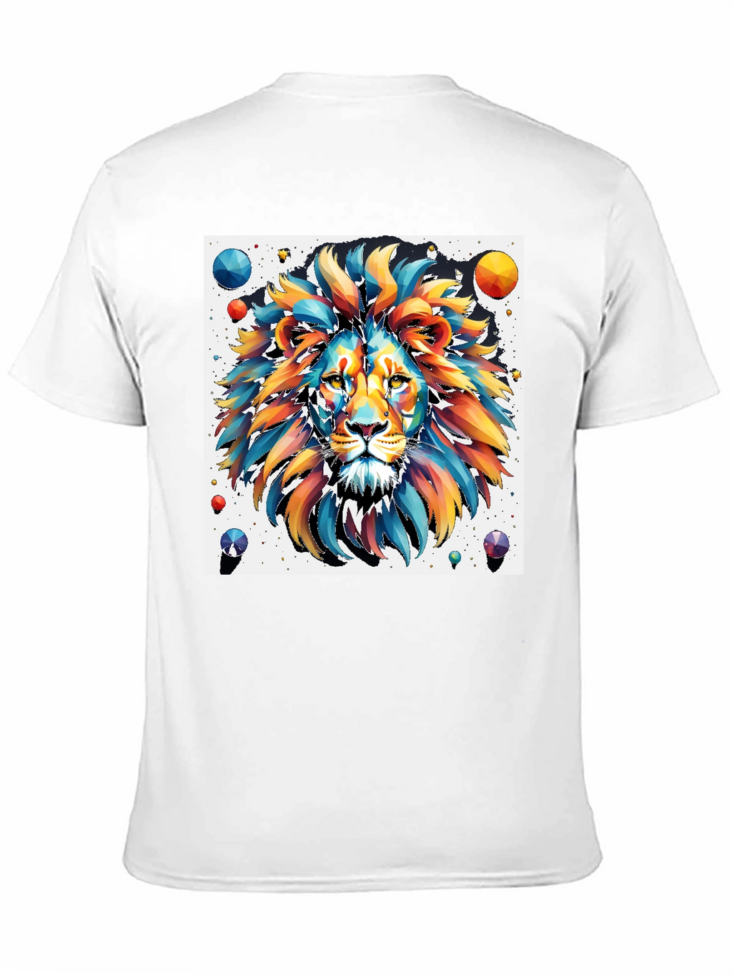 Vibrant Lion Graphic Tee - Artistic Mens Black T-Shirt