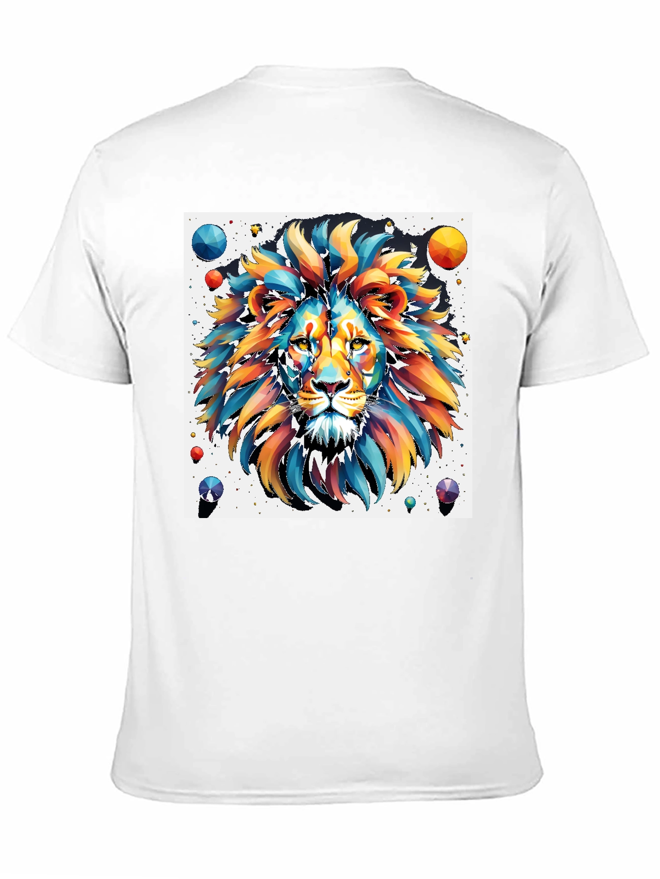 Vibrant Lion Graphic Tee - Artistic Mens Black T-Shirt