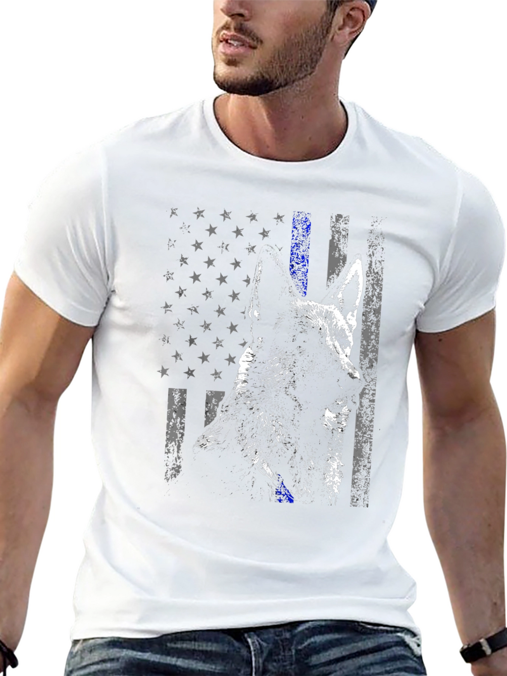 K-9 Thin Blue Line American Flag T-Shirt