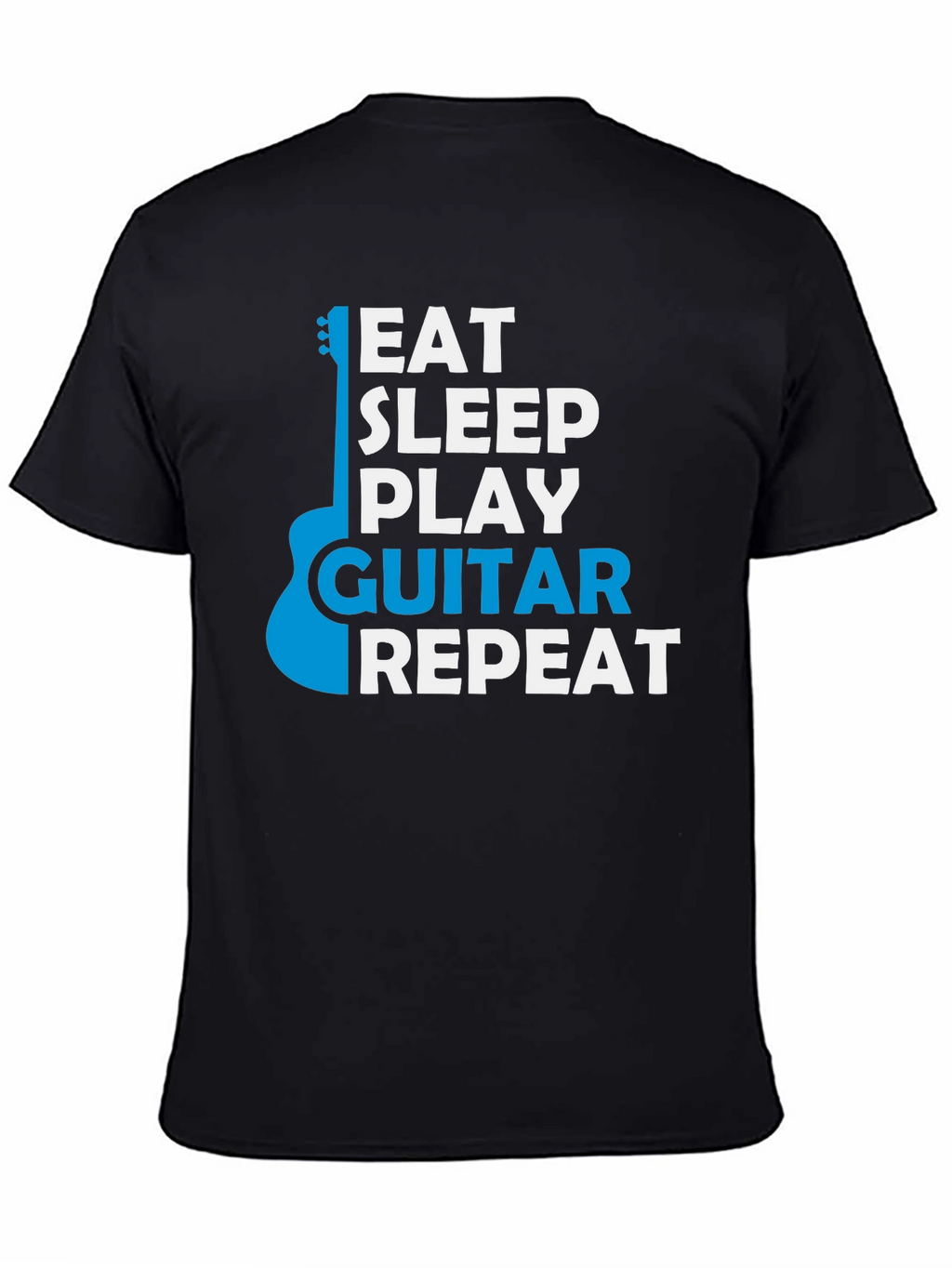 Eat Sleep Play Guitar Repeat Black Graphic T-Shirt