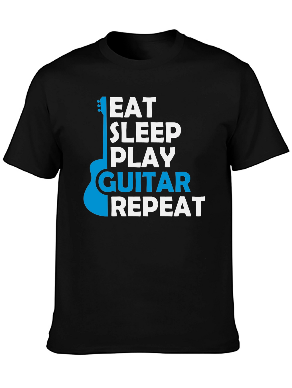 Eat Sleep Play Guitar Repeat Black Graphic T-Shirt