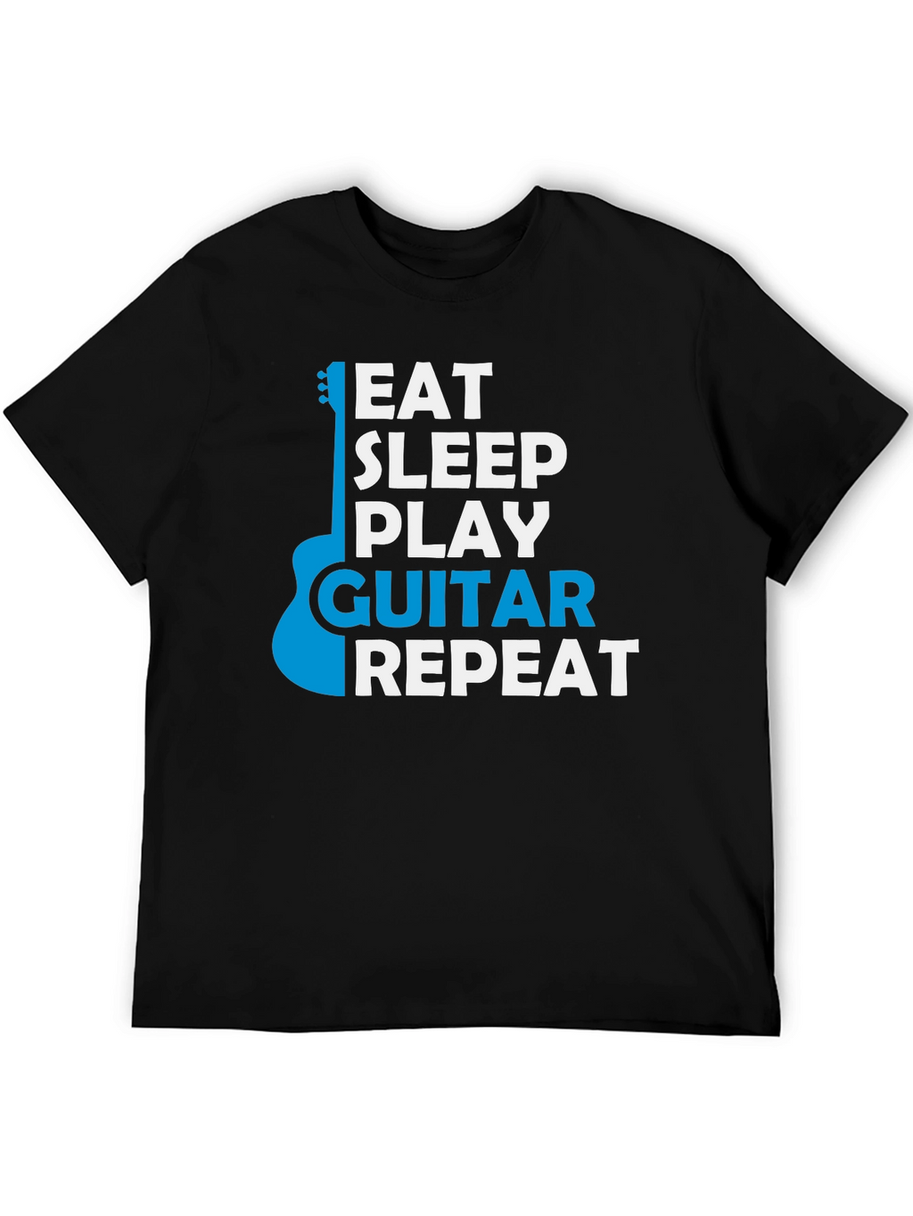 Eat Sleep Play Guitar Repeat Black Graphic T-Shirt