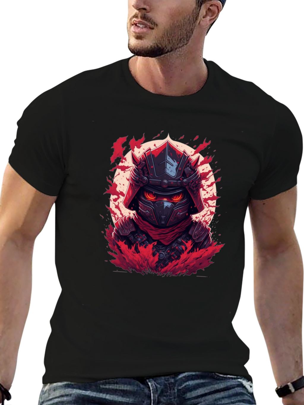 Samurai Warrior Graphic T-Shirt - Black