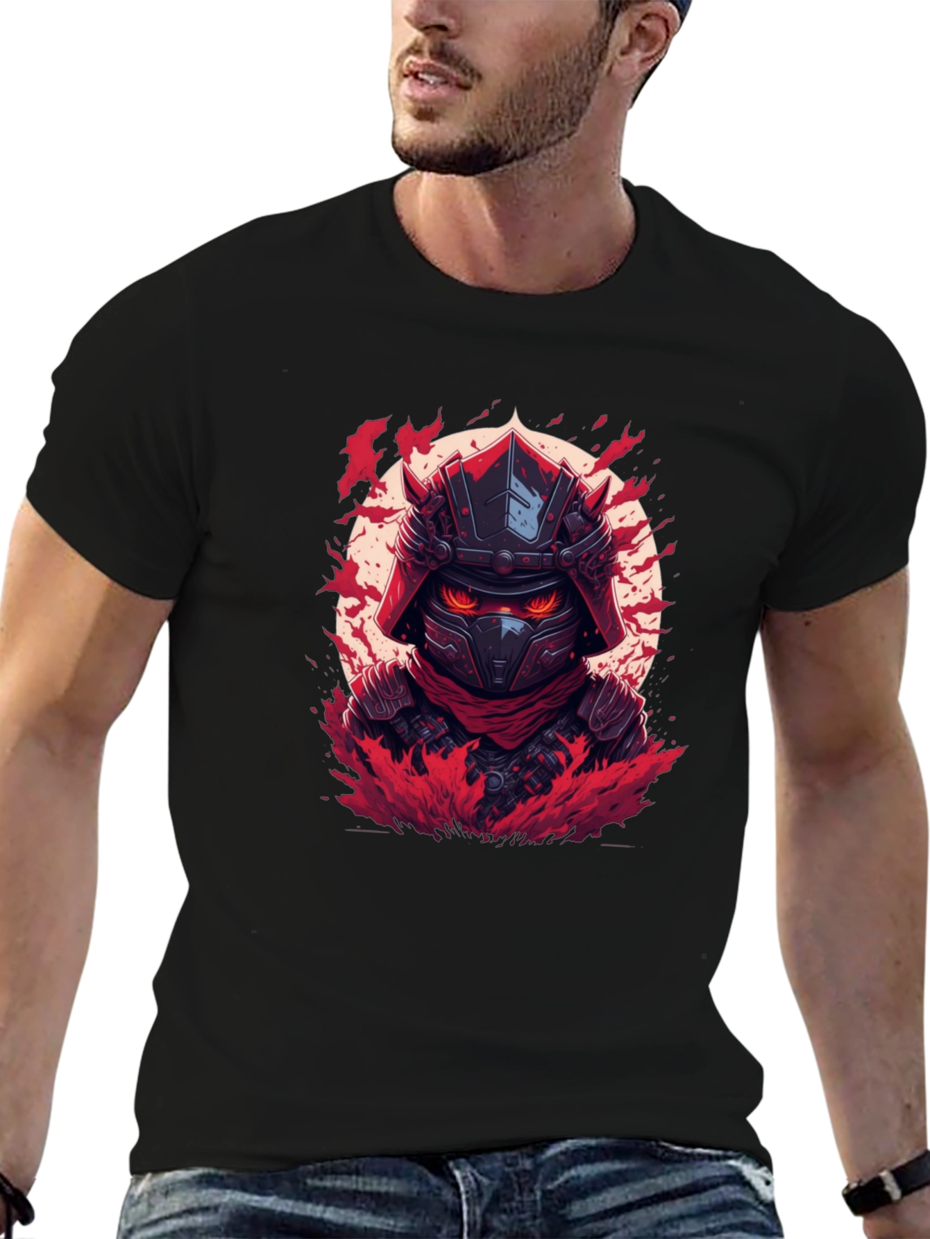 Samurai Warrior Graphic T-Shirt - Black