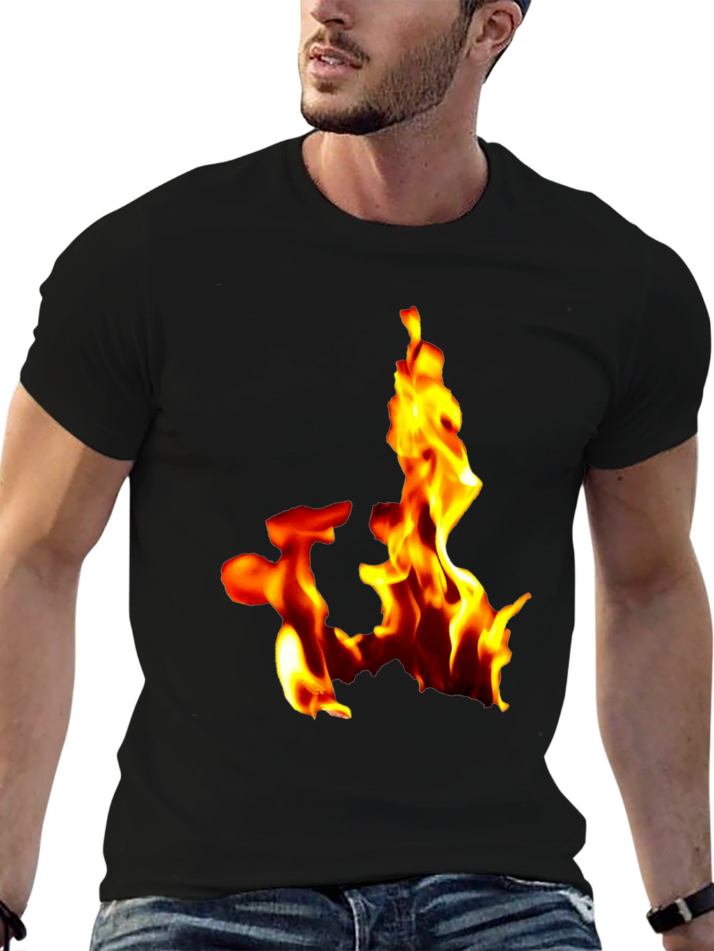 Fiery Flames Graphic Tee - Bold Black T-Shirt
