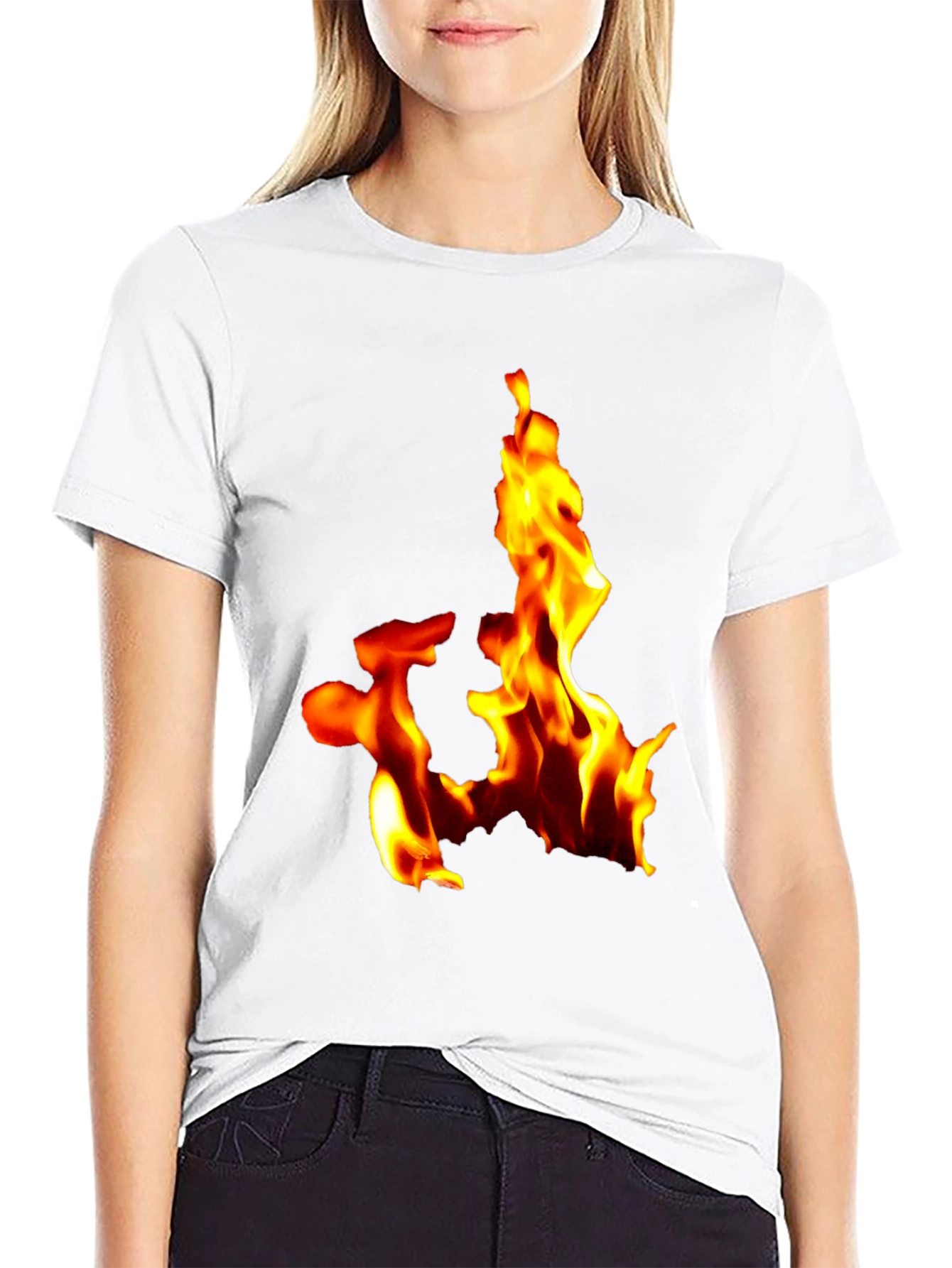 Fiery Flames Graphic Tee - Bold Black T-Shirt