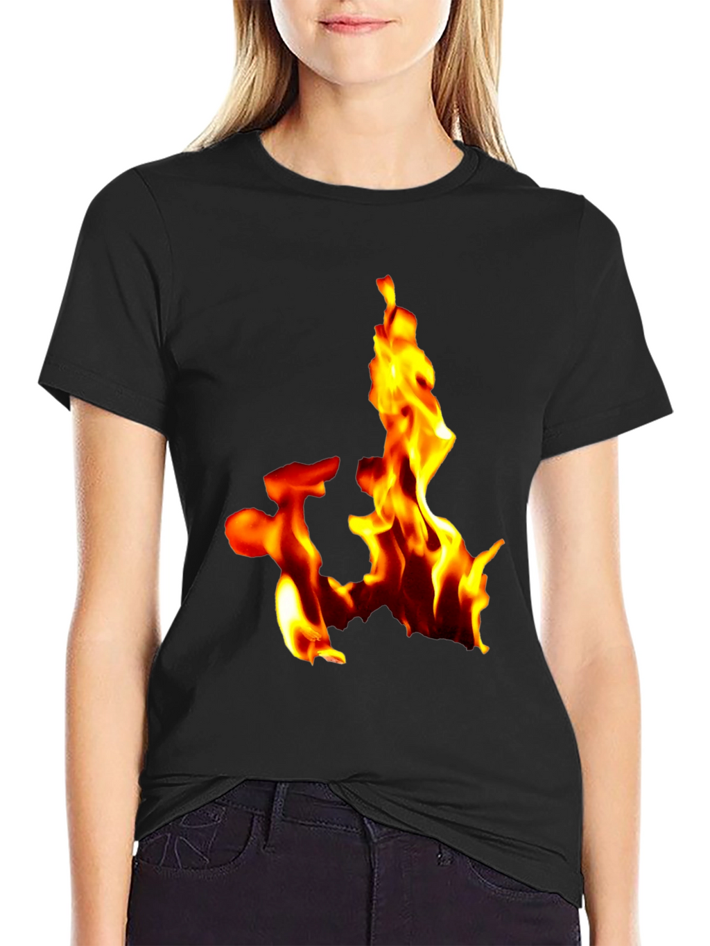 Fiery Flames Graphic Tee - Bold Black T-Shirt