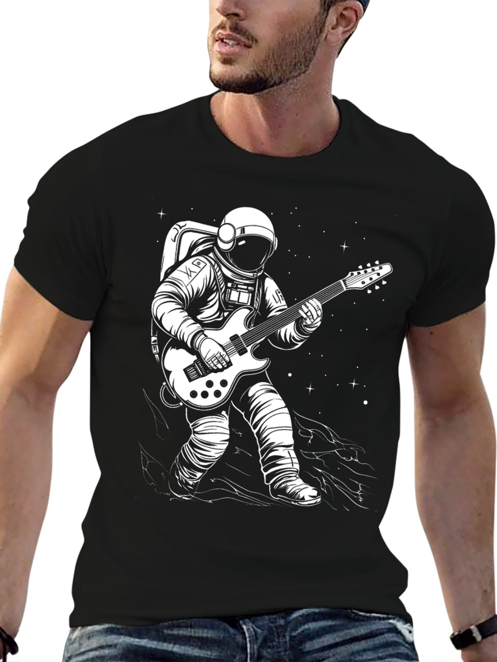 Astronaut Guitarist Graphic Tee - Space Rocker T-Shirt