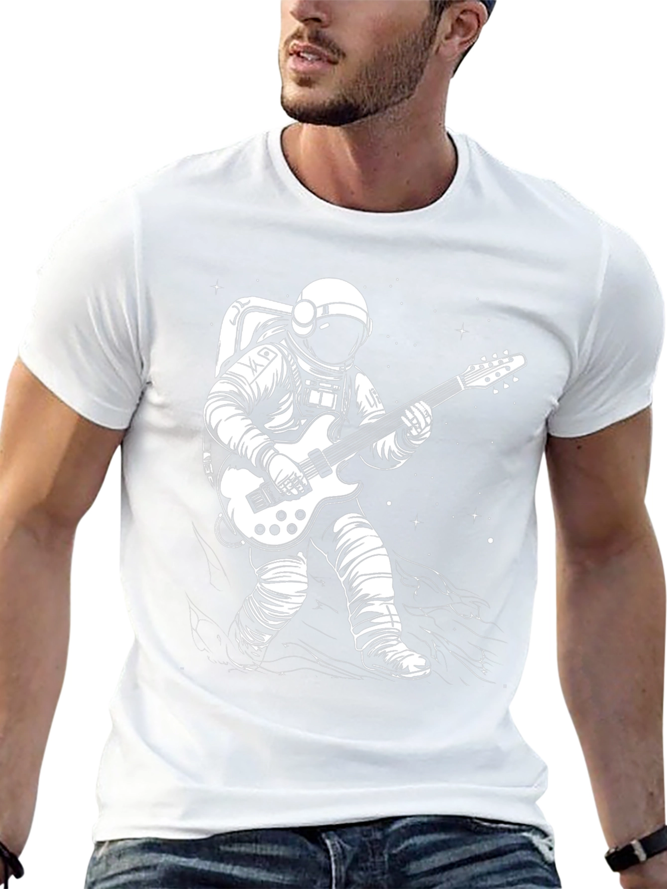 Astronaut Guitarist Graphic Tee - Space Rocker T-Shirt
