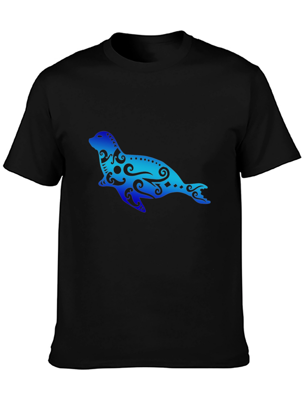 Seal Tribal Art Graphic T-Shirt - Black