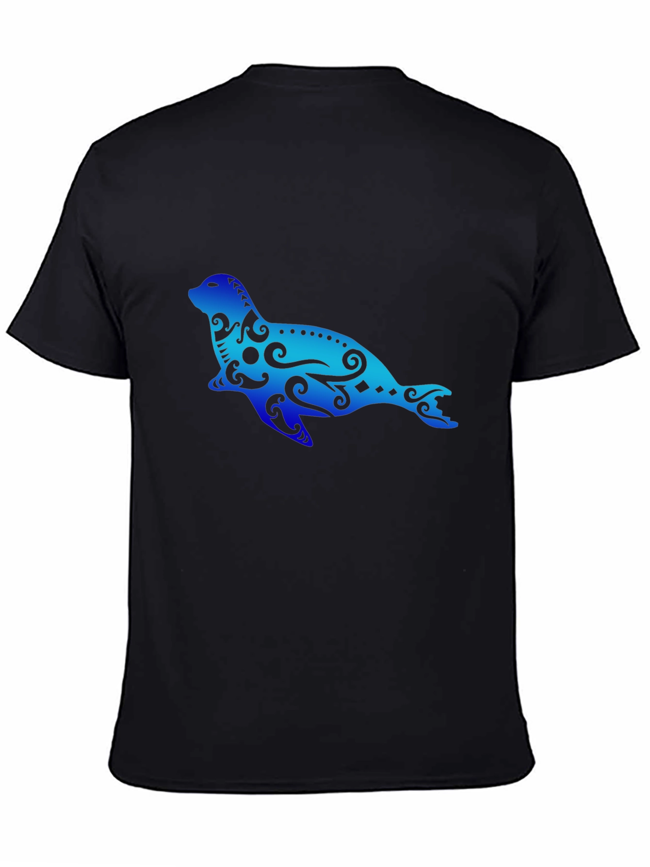 Seal Tribal Art Graphic T-Shirt - Black