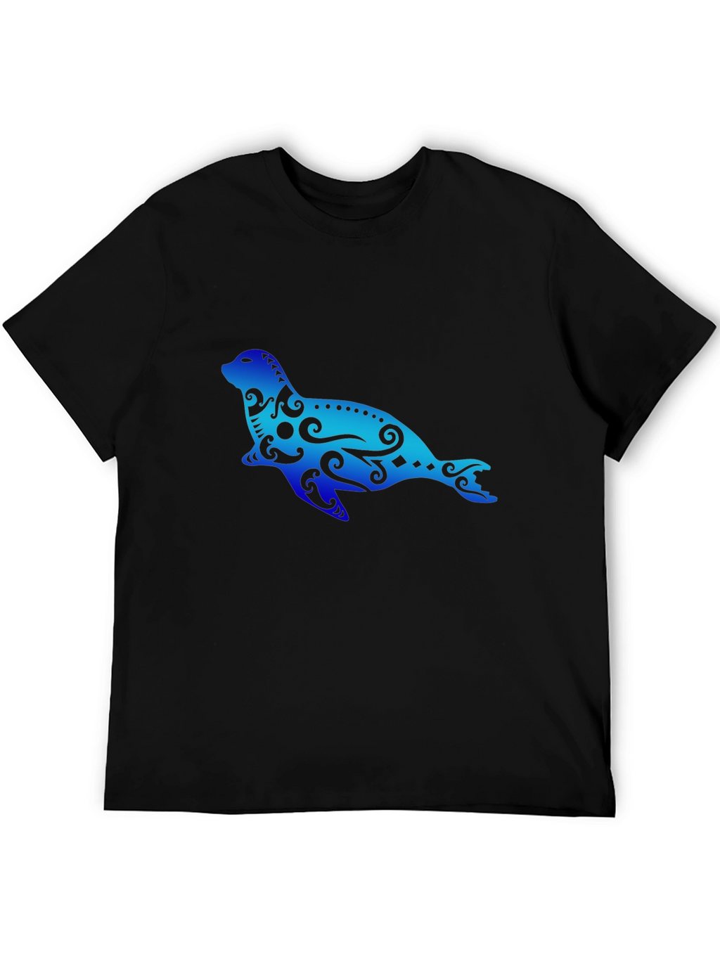 Seal Tribal Art Graphic T-Shirt - Black
