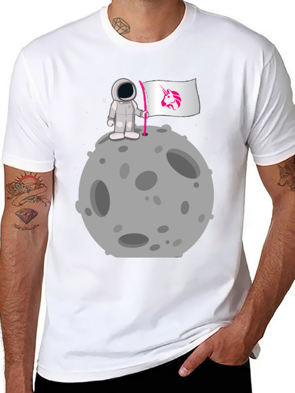 Astronaut Unicorn Flag Graphic Tee