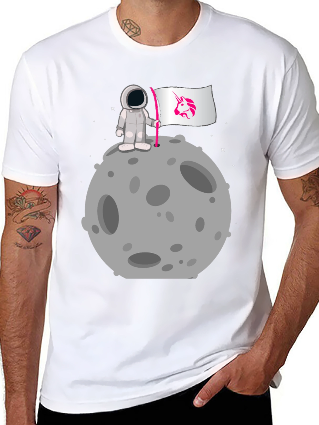 Astronaut Unicorn Flag Graphic Tee