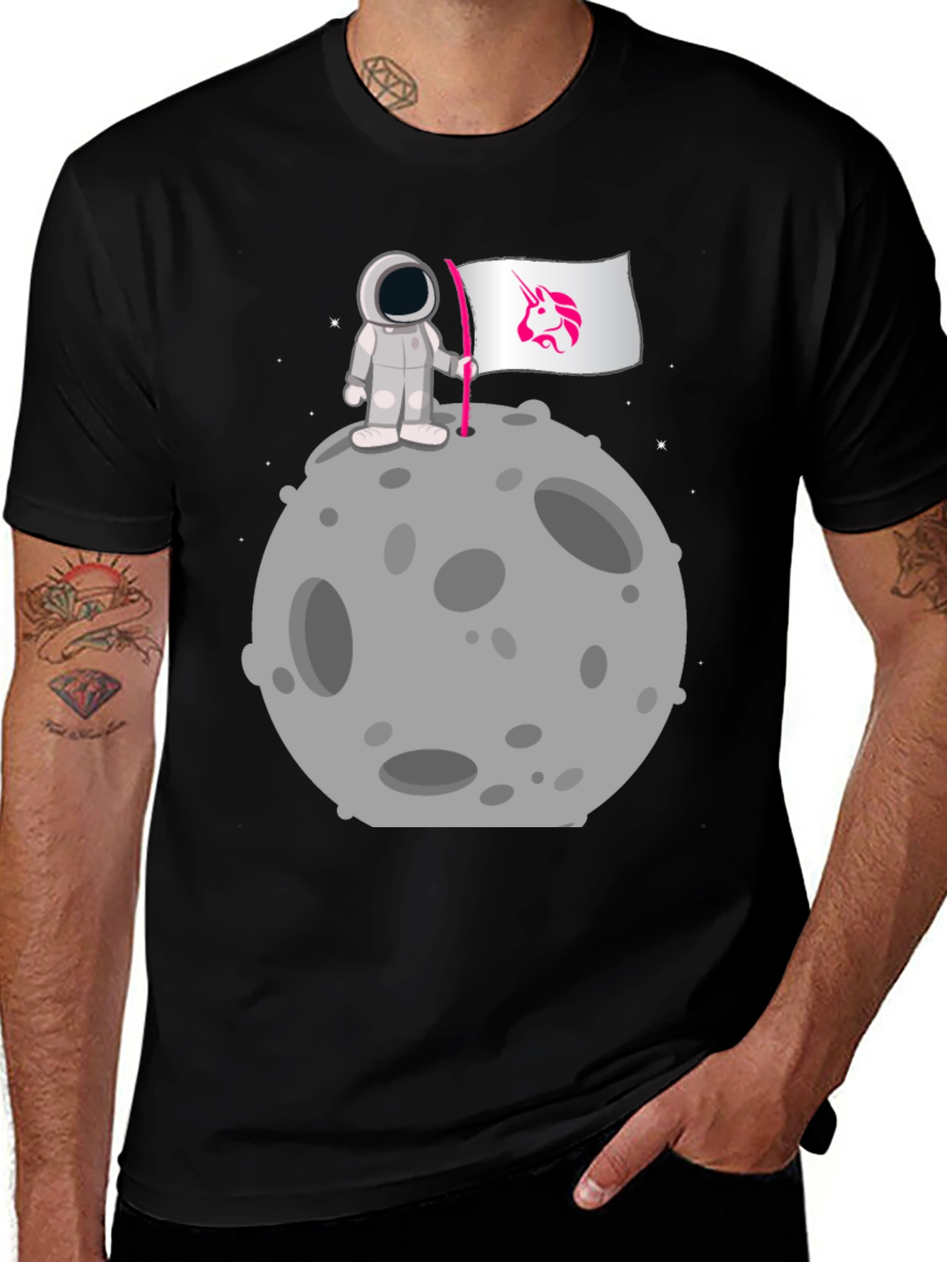Astronaut Unicorn Flag Graphic Tee