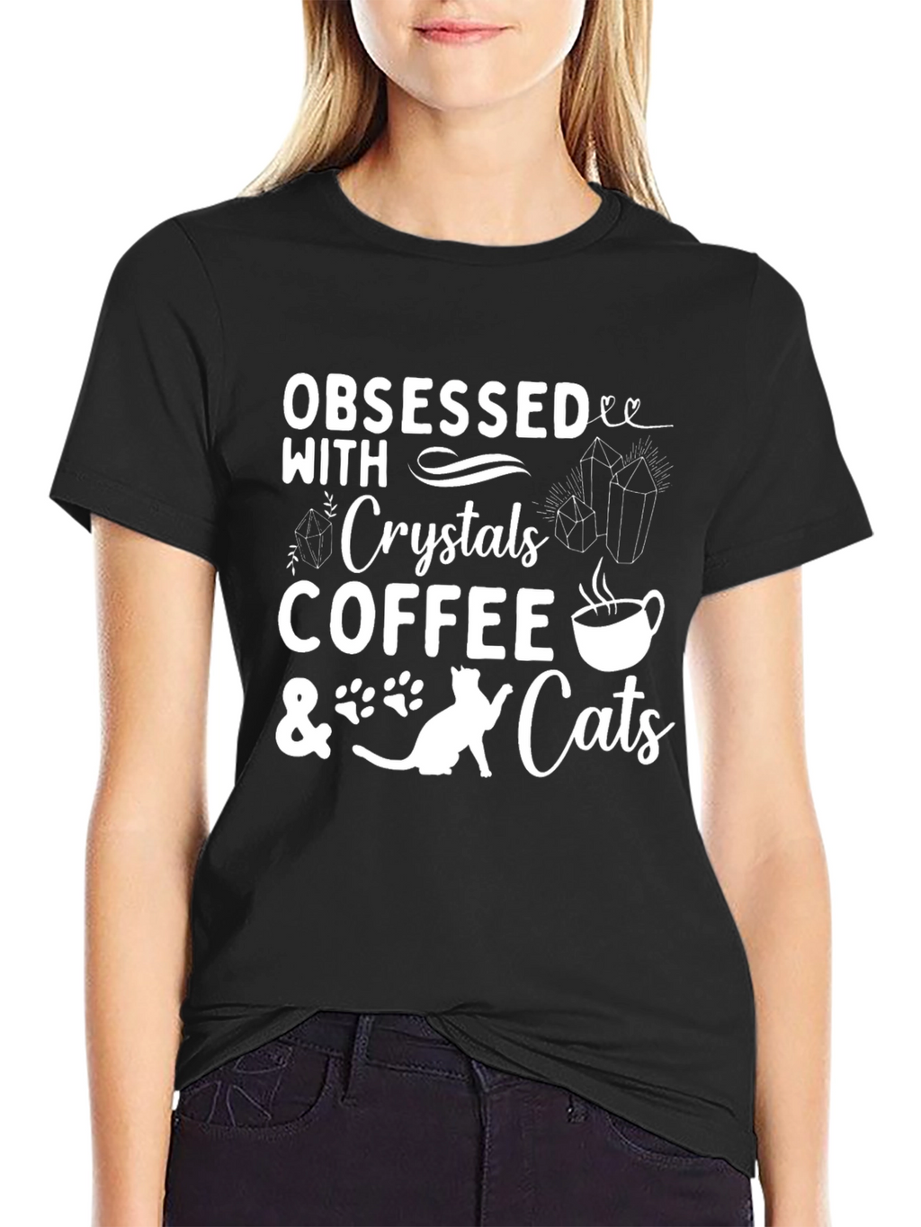 Obsessed with Crystals Coffee & Cats Graphic Tee