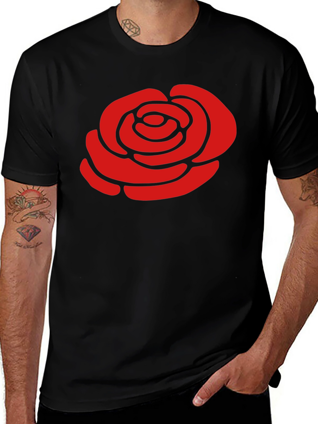 Red Rose Graphic Black T-Shirt - Stylish Casual Wear