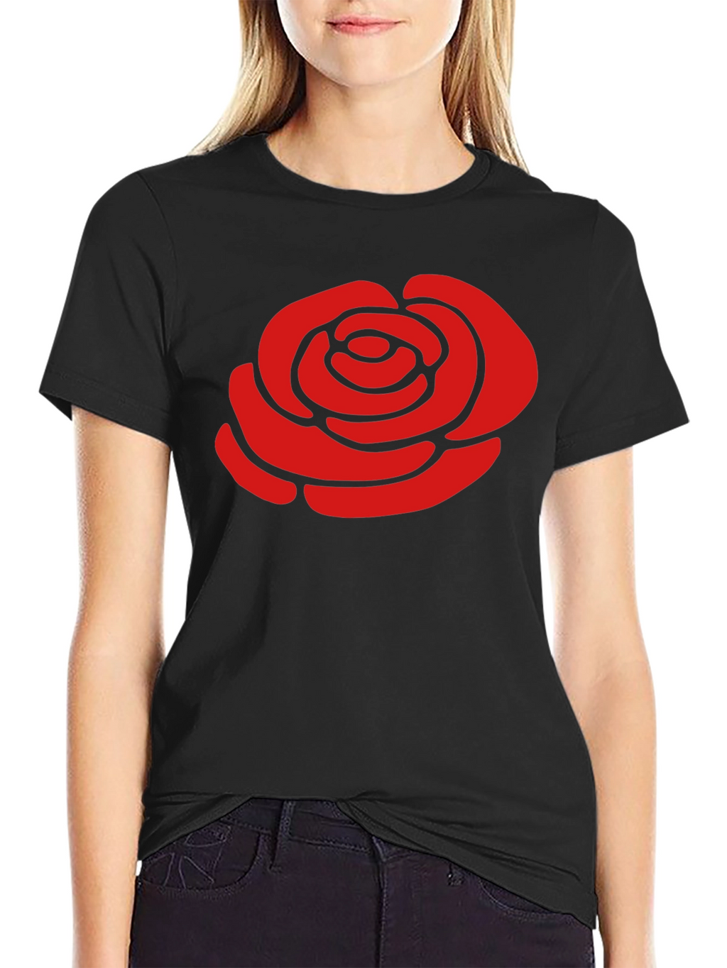 Red Rose Graphic Black T-Shirt - Stylish Casual Wear