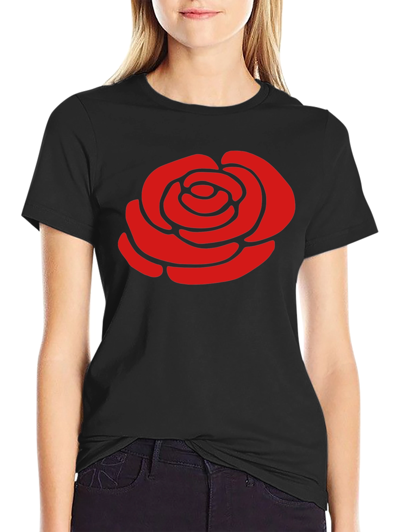 Red Rose Graphic Black T-Shirt - Stylish Casual Wear