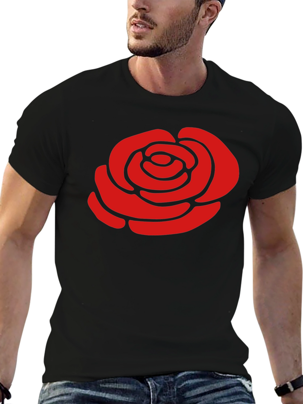 Red Rose Graphic Black T-Shirt - Stylish Casual Wear