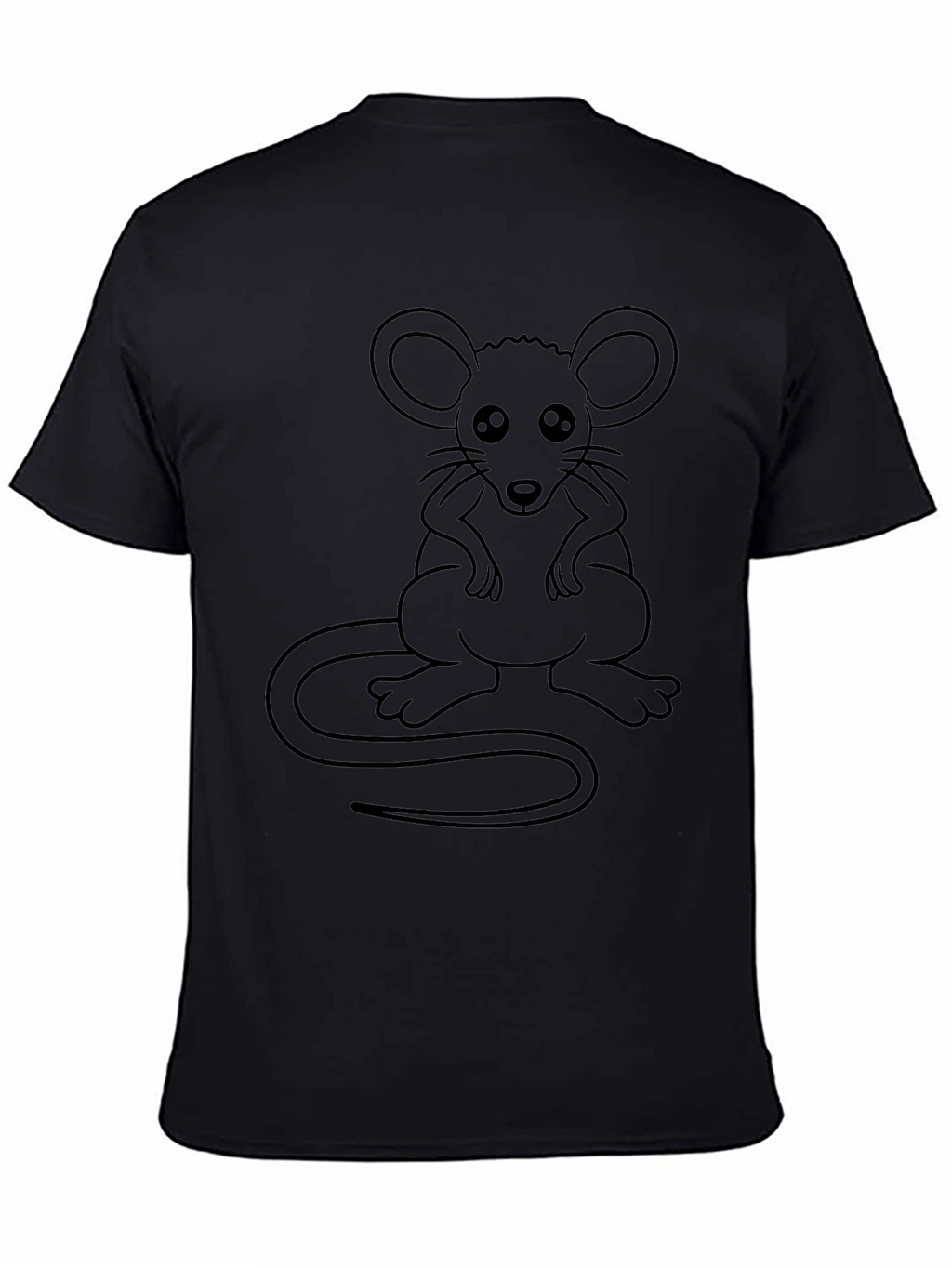 Black Graphic Tee - Cute Cartoon Mouse Design